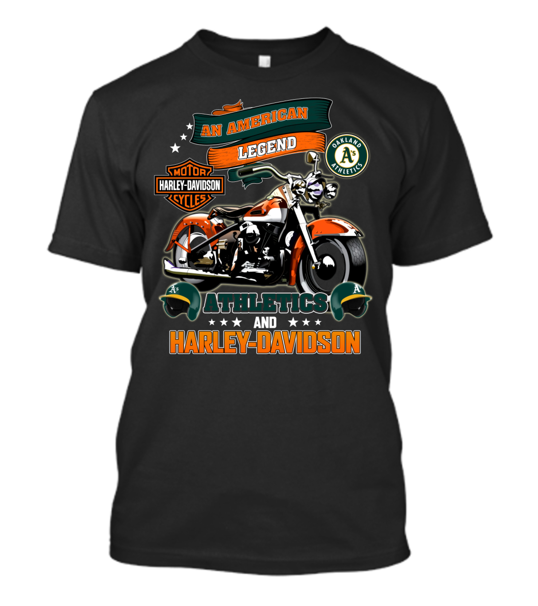 An American Legend Oakland Athletics Harley Davidson Motorcycles T-Shirt