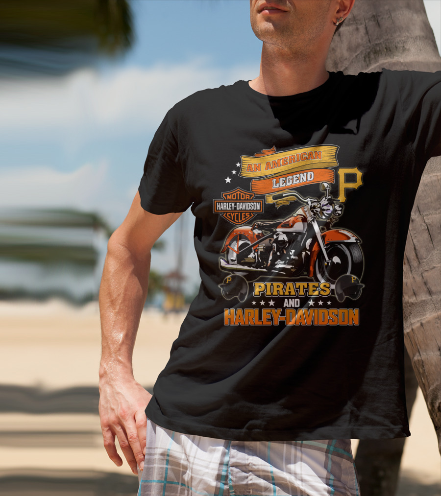 An American Legend Pirates And Harley Davidson Motorcycles T-Shirt