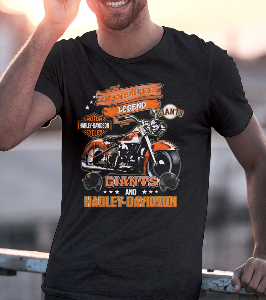 An American Legend Giants And Harley Davidson T-Shirt