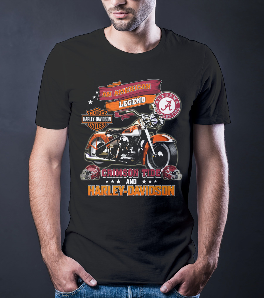 An American Legend Alabama Crimson Tide Harley Davidson Motorcycles T-Shirt