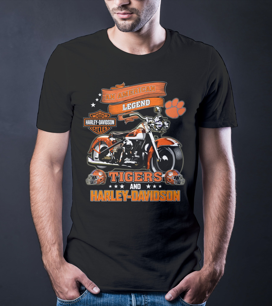 An American Legend Tigers And Harley Davidson T-Shirt