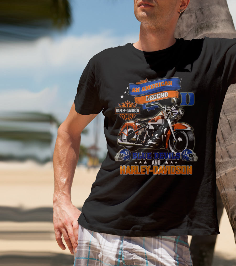 An American Legend Duke Blue Devils And Harley Davidson Motorcycles T-Shirt