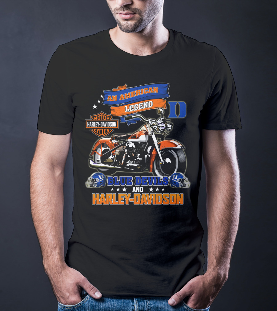 An American Legend Duke Blue Devils And Harley Davidson Motorcycles T-Shirt