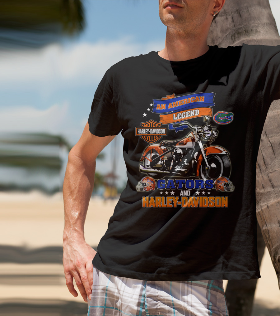 An American Legend Gators And Harley Davidson T-Shirt