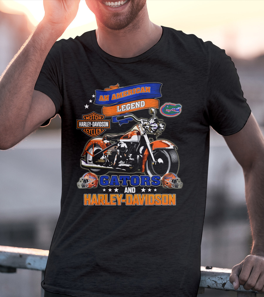 An American Legend Gators And Harley Davidson T-Shirt