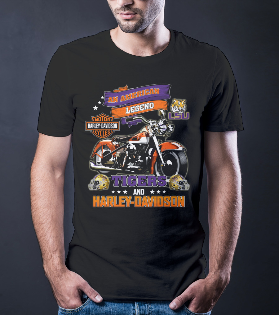 An American Legend Lsu Tigers And Harley Davidson Motorcycles T-Shirt