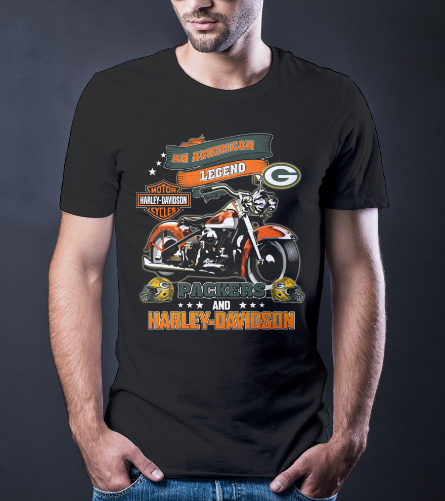 Green Bay Packers Harley Davidson An American Legend Packers And Harley Davidson T-Shirt