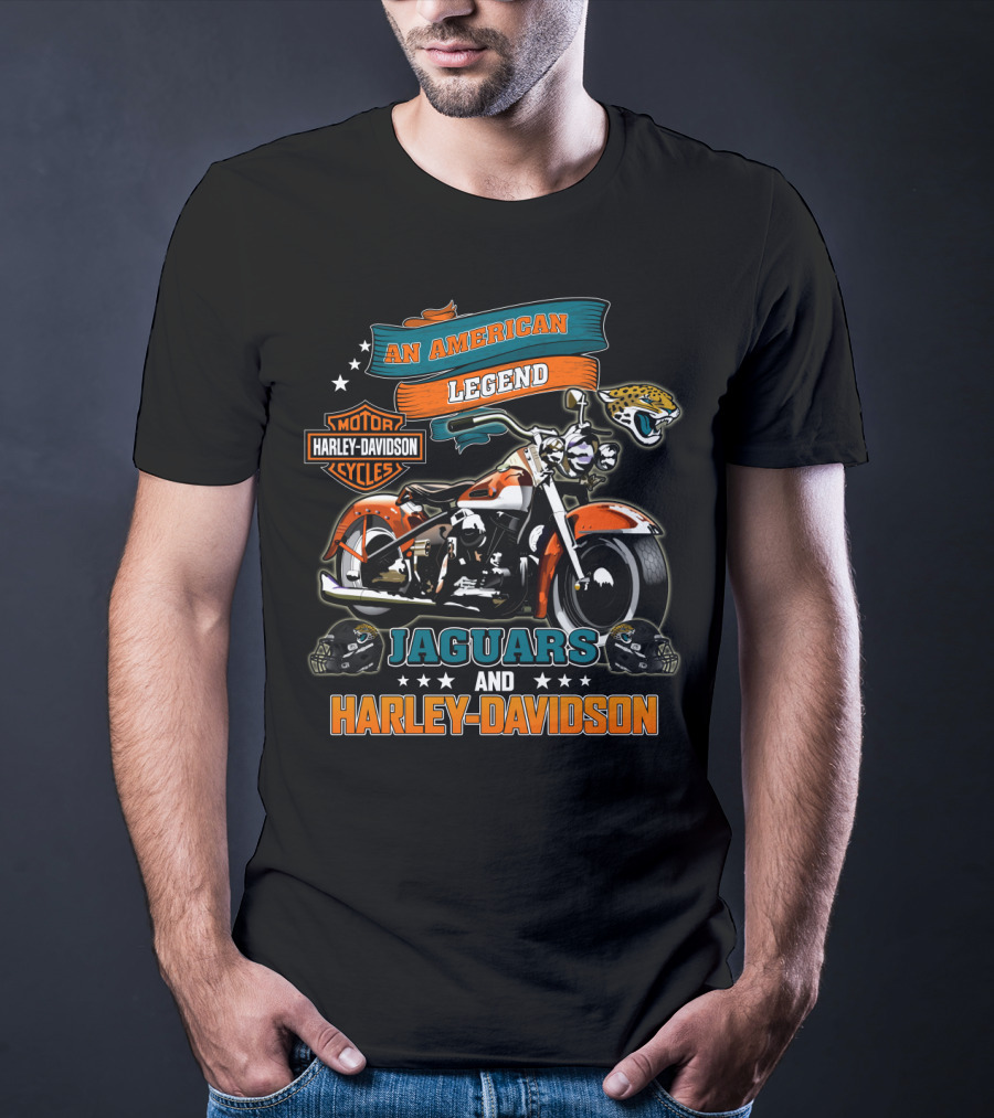 An American Legend Jaguars And Harley Davidson Nfl Motorcycle Tribute T-Shirt