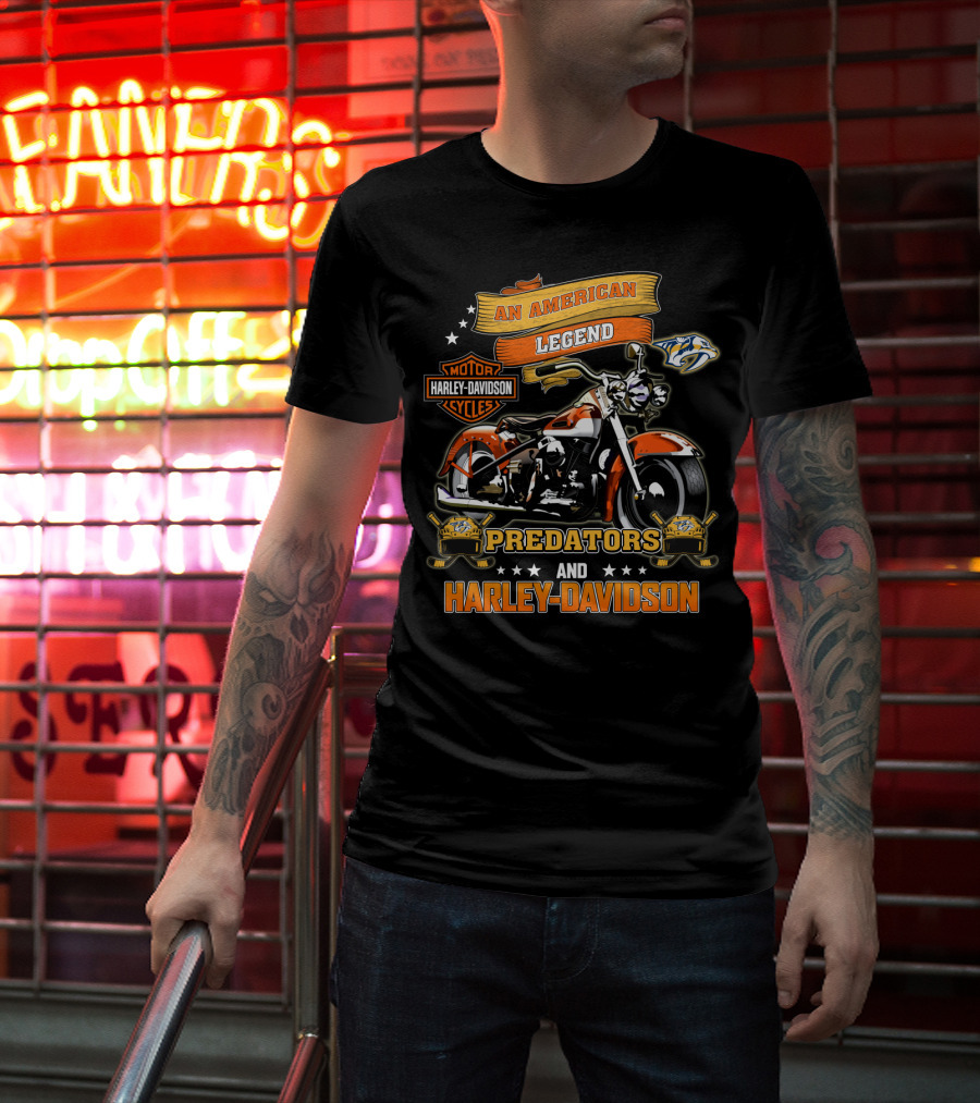 Nashville Predators And Harley Davidson An American Legend Motor Cycles T-Shirt