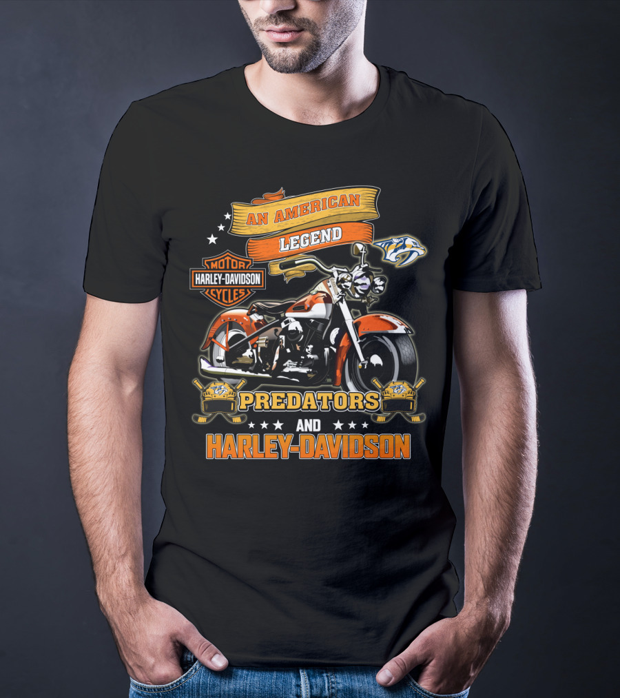 Nashville Predators And Harley Davidson An American Legend Motor Cycles T-Shirt