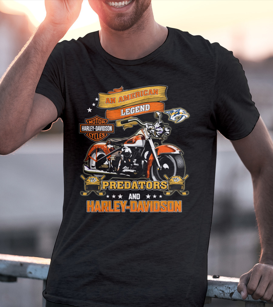 Nashville Predators And Harley Davidson An American Legend Motor Cycles T-Shirt