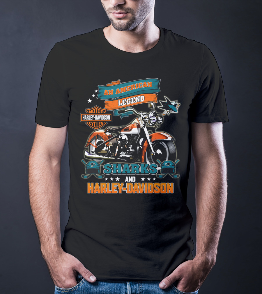 San Jose Sharks An American Legend Motor Harley Davidson Cycles T-Shirt