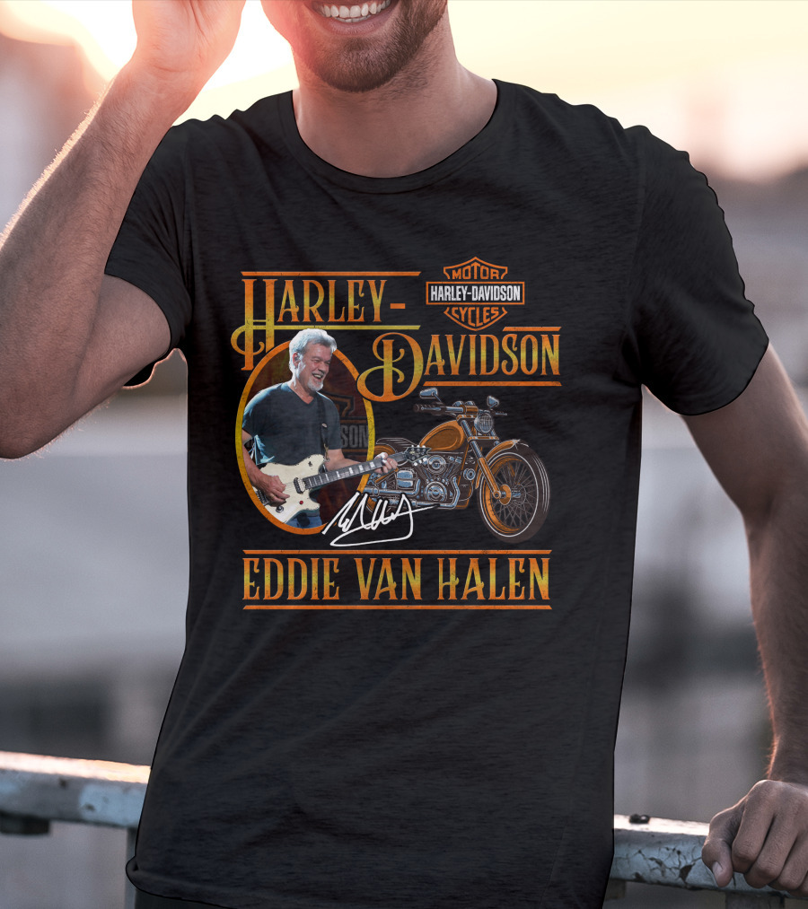 Harley Davidson Eddie Van Halen Motor Cycles Iconic Collaboration T-Shirt
