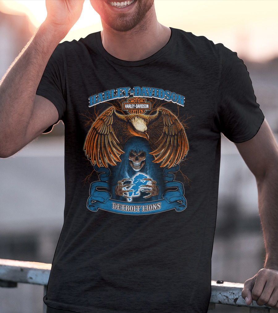 Harley Davidson Motor Cycles Detroit Lions Nfl Hl T-Shirt