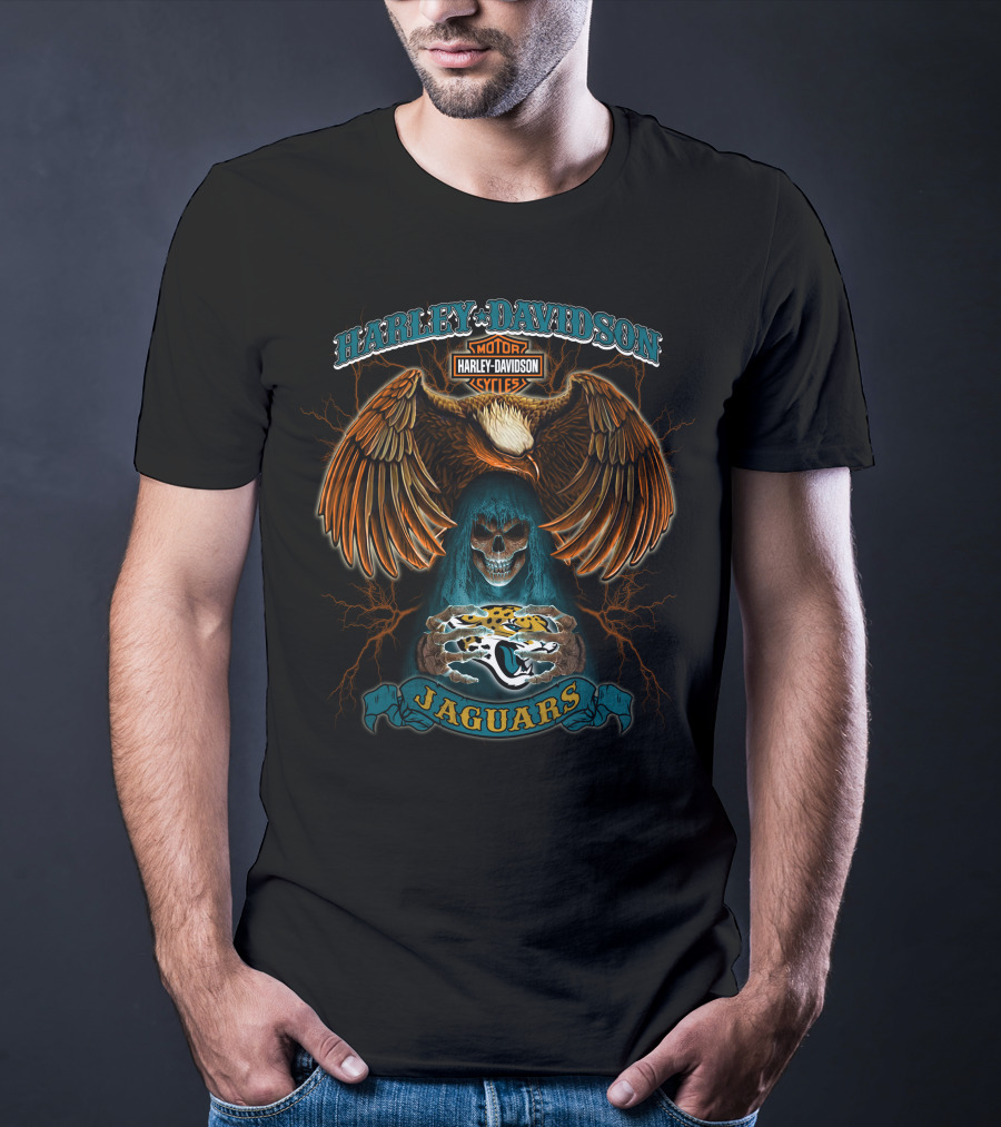 Harley Davidson Motor Cycles Eagles Jaguars T-Shirt