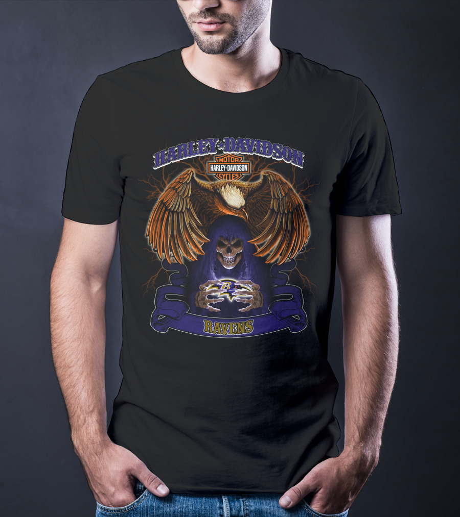 Harley Davidson Motorcycles Baltimore Ravens Nfl T-Shirt