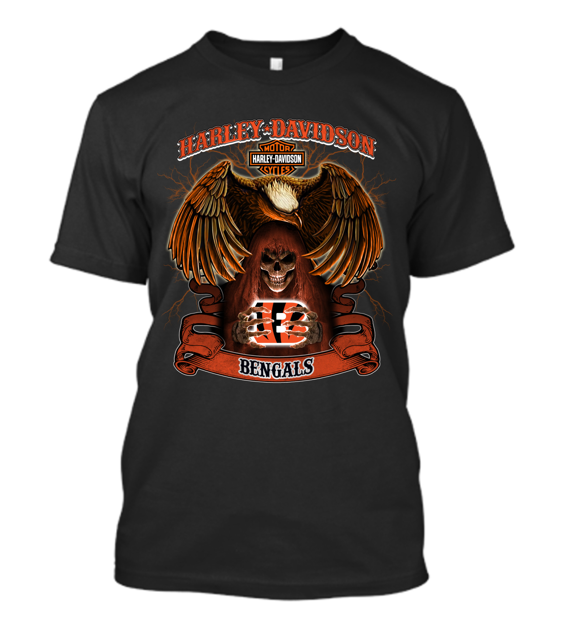 Harley Davidson Motorcycles Eagle Cincinnati Bengals Nfl T-Shirt