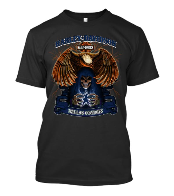 Harley Davidson Motor Cycles Eagle Skull Dallas Cowboys T-Shirt