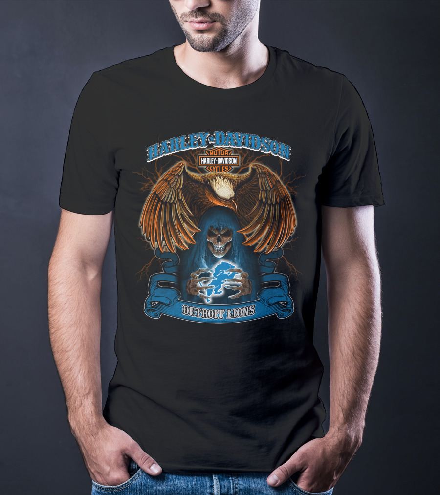 Harley Davidson Motor Cycles Detroit Lions T-Shirt