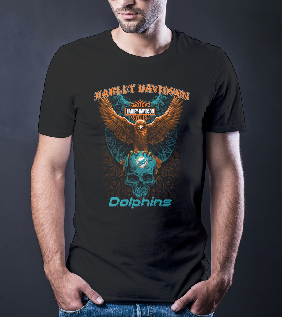 Harley Davidson Motor Cycles Miami Dolphins T-Shirt