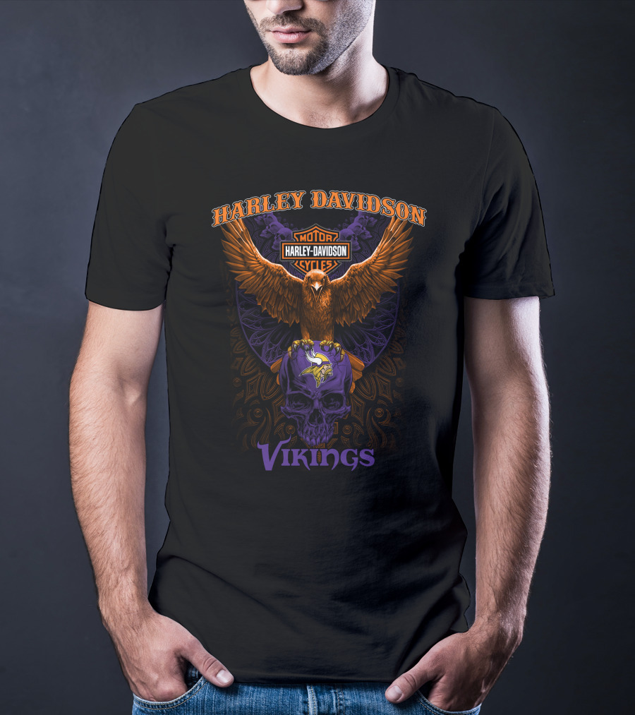 Harley Davidson Motorcycles Vikings Nfl T-Shirt