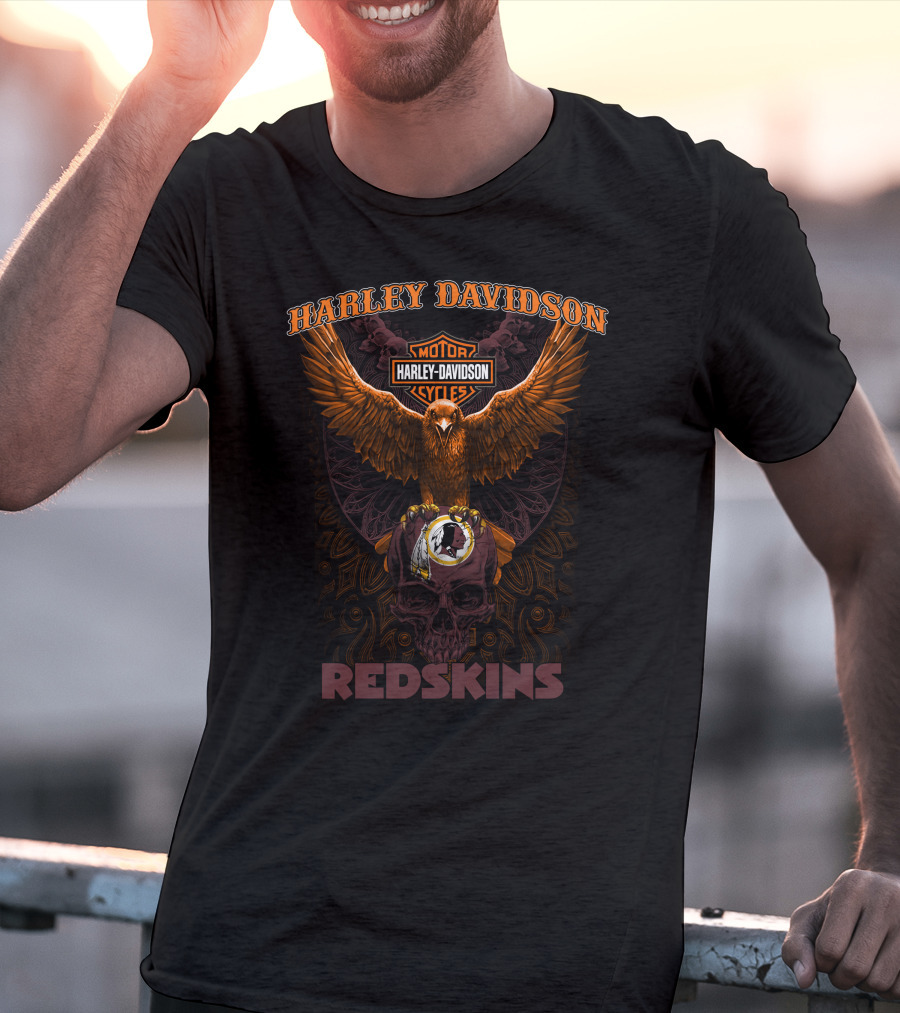 Harley Davidson Redskins Motorcycle Skull T-Shirt
