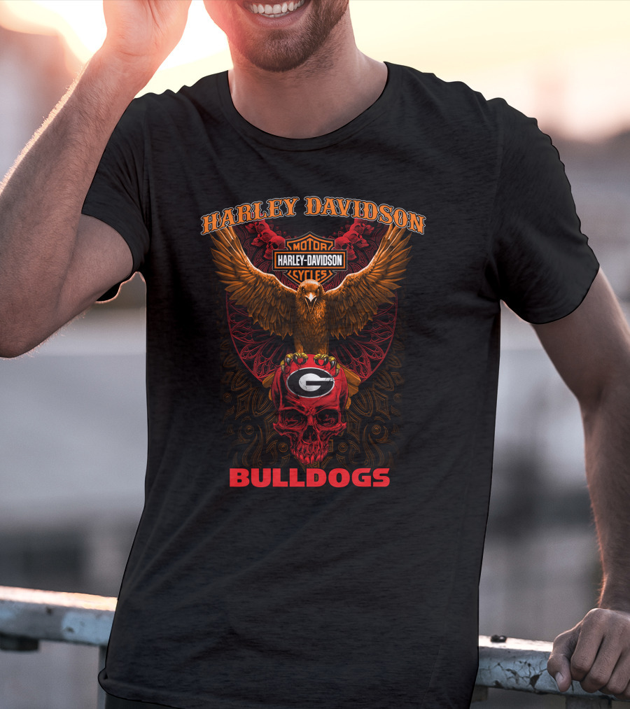 Harley Davidson Motor Cycles Georgia Bulldogs T-Shirt