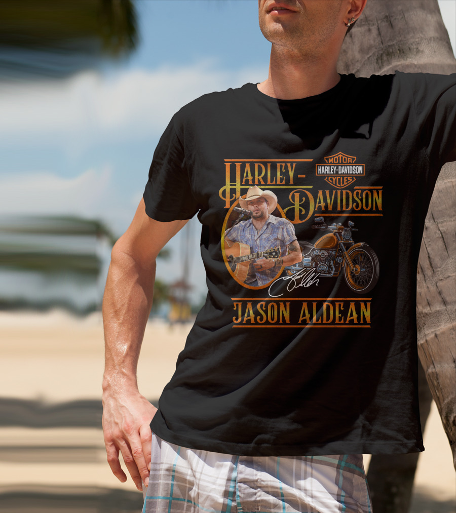 Jason Aldean Harley Davidson Motorcycles Signature T-Shirt