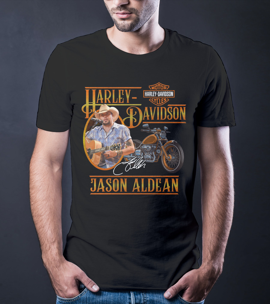 Jason Aldean Harley Davidson Motorcycles Signature T-Shirt