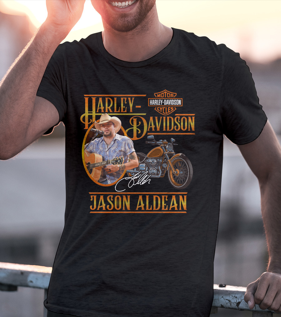 Jason Aldean Harley Davidson Motorcycles Signature T-Shirt