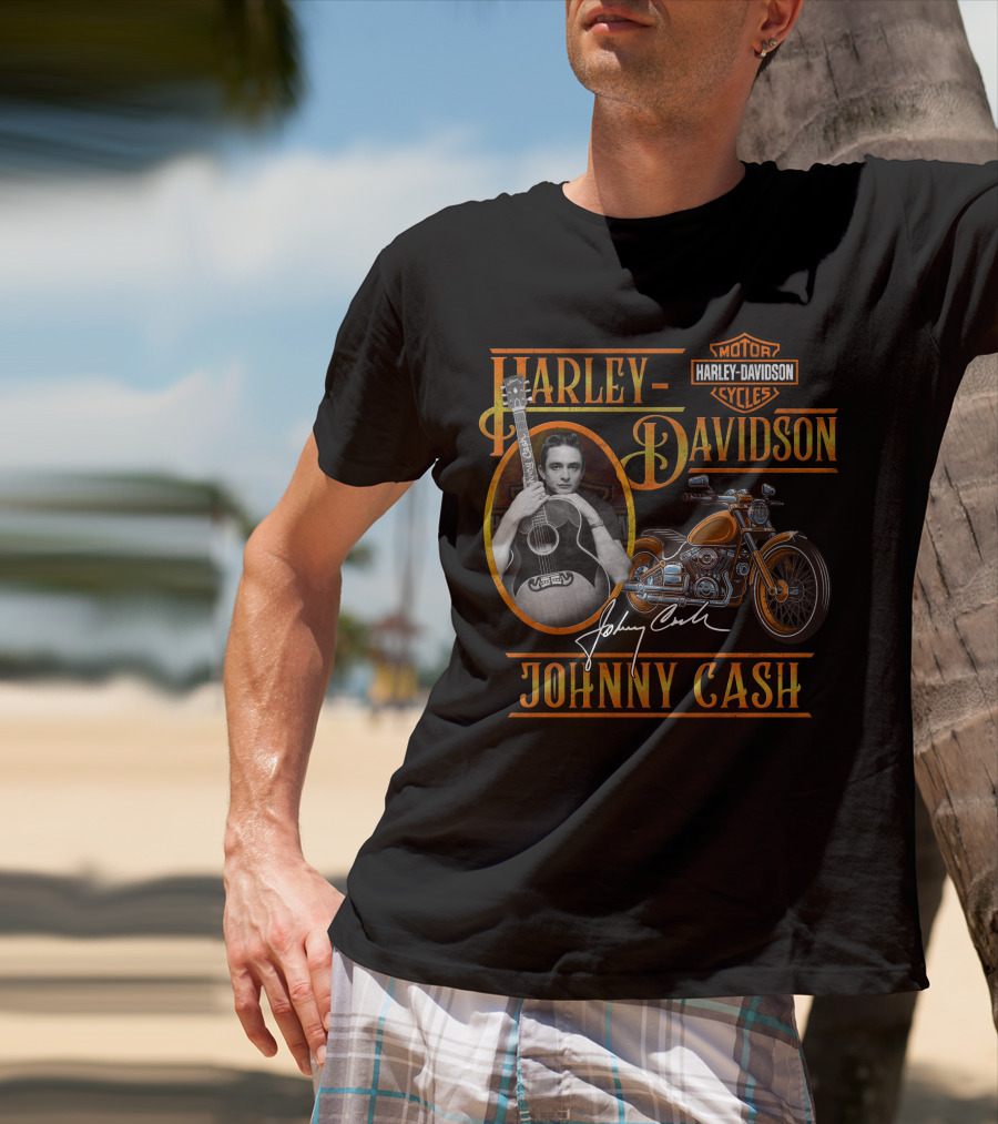 Johnny Cash Harley Davidson Motor Cycles T-Shirt