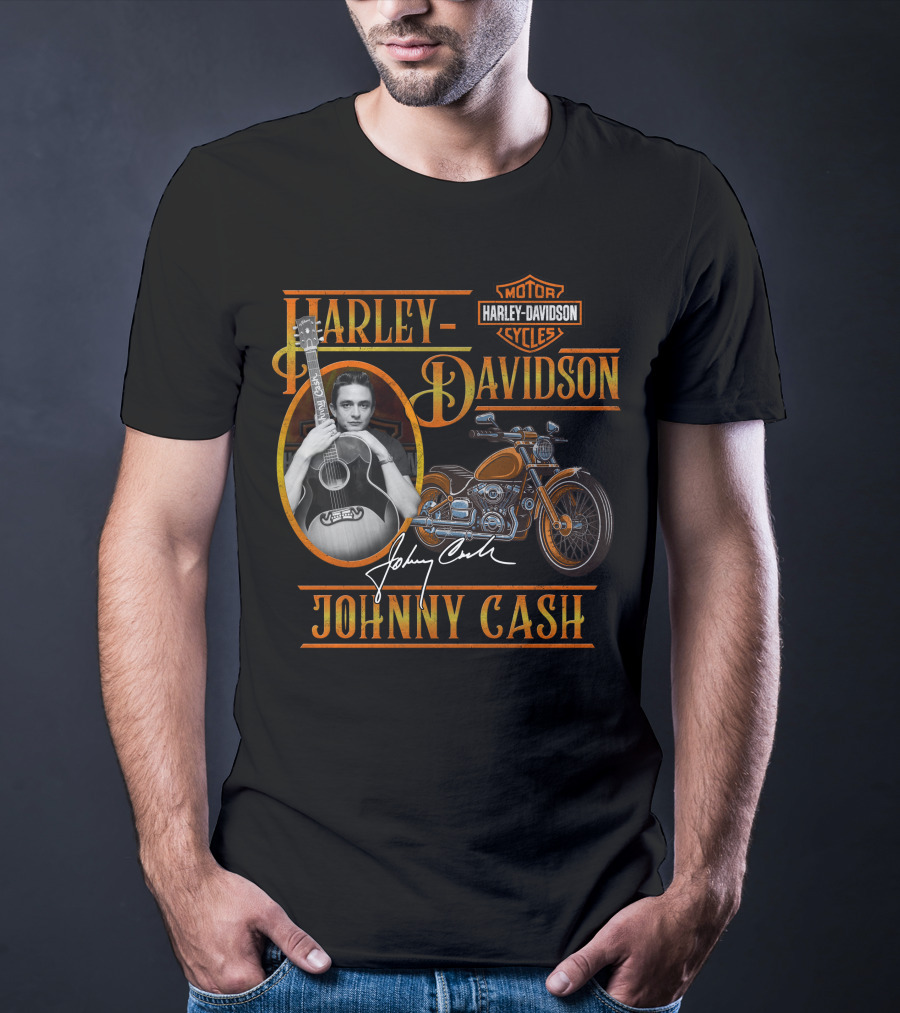 Johnny Cash Harley Davidson Motor Cycles T-Shirt