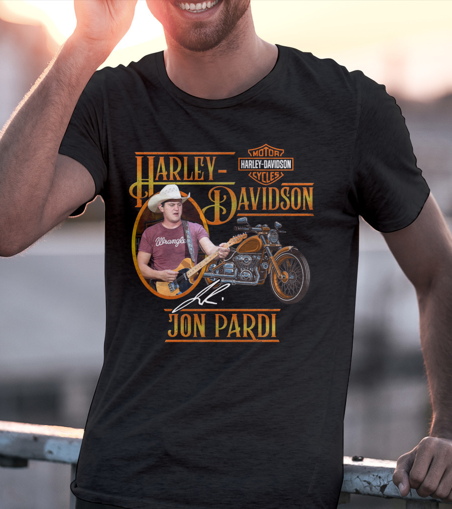 Harley Davidson Motor Cycles Jon Pardi Wrangler Guitar Signature T-Shirt