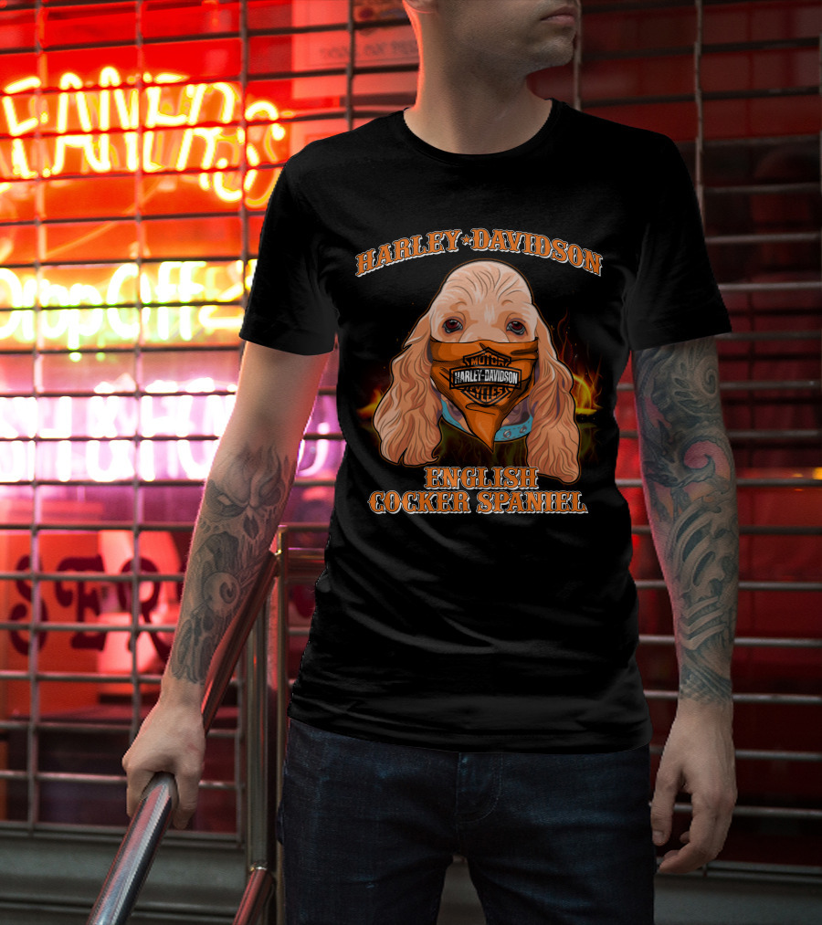 Harley Davidson English Cocker Spaniel Motorcycles T-Shirt