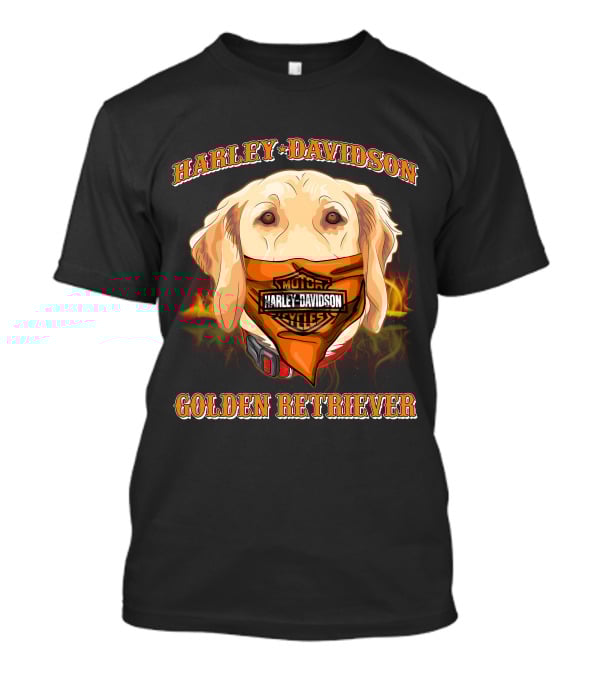 Harley Davidson Golden Retriever Bandana T-Shirt