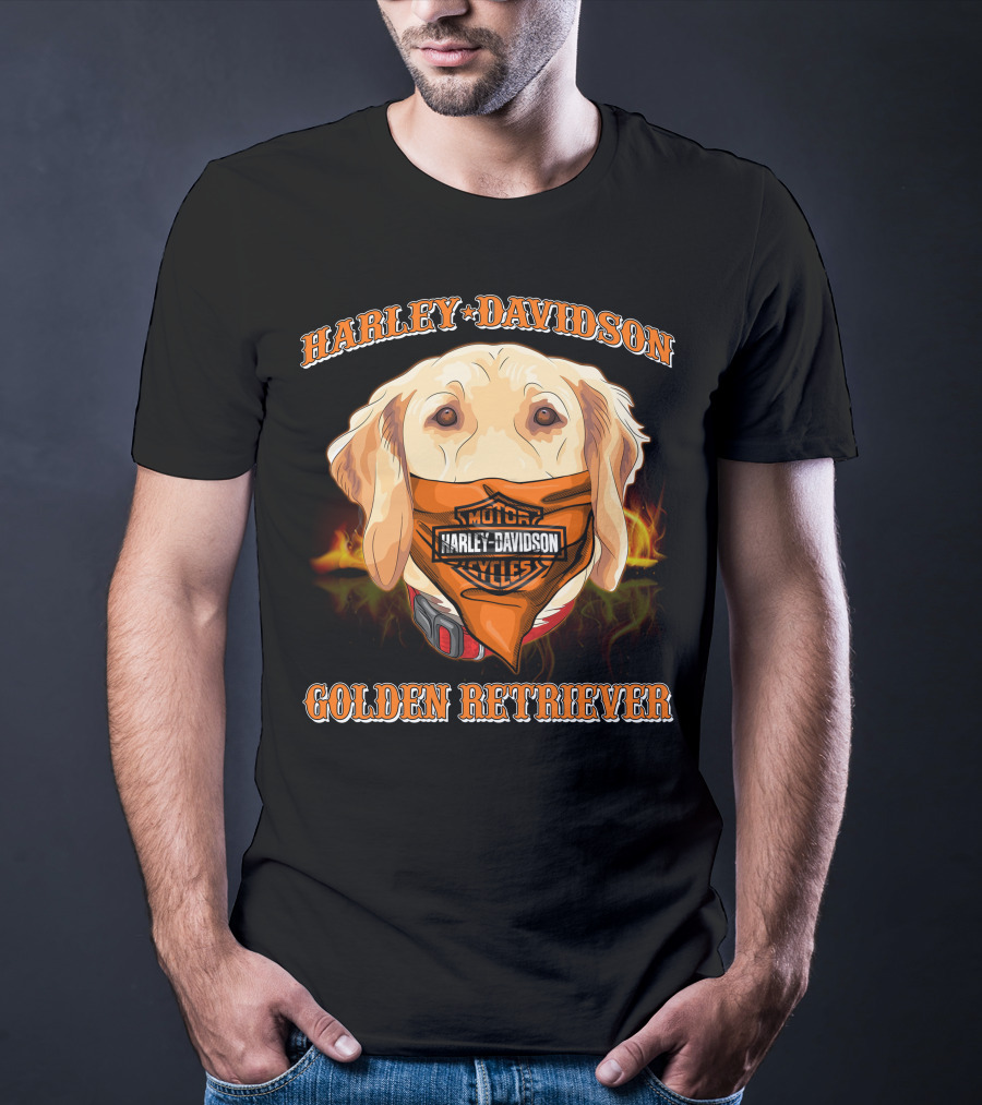 Harley Davidson Golden Retriever Bandana T-Shirt