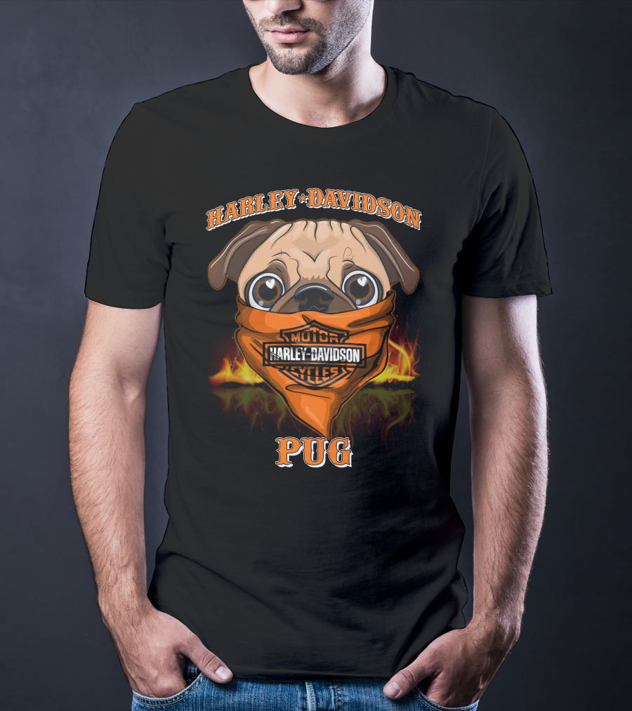 Harley Davidson Motor Cycles Pug T-Shirt