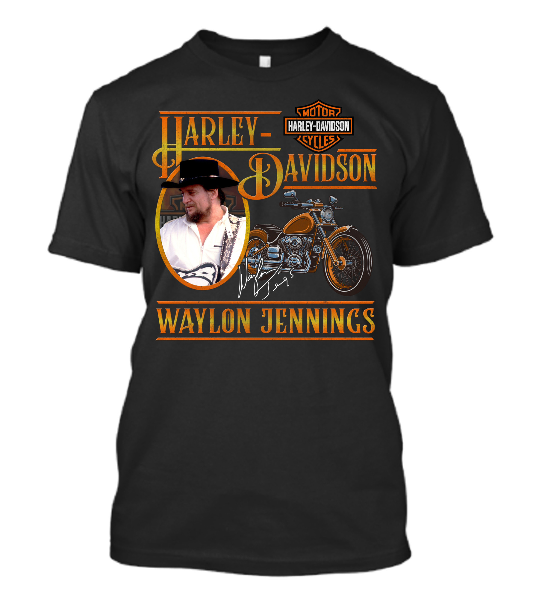 Waylon Jennings Harley Davidson Motor Cycles T-Shirt
