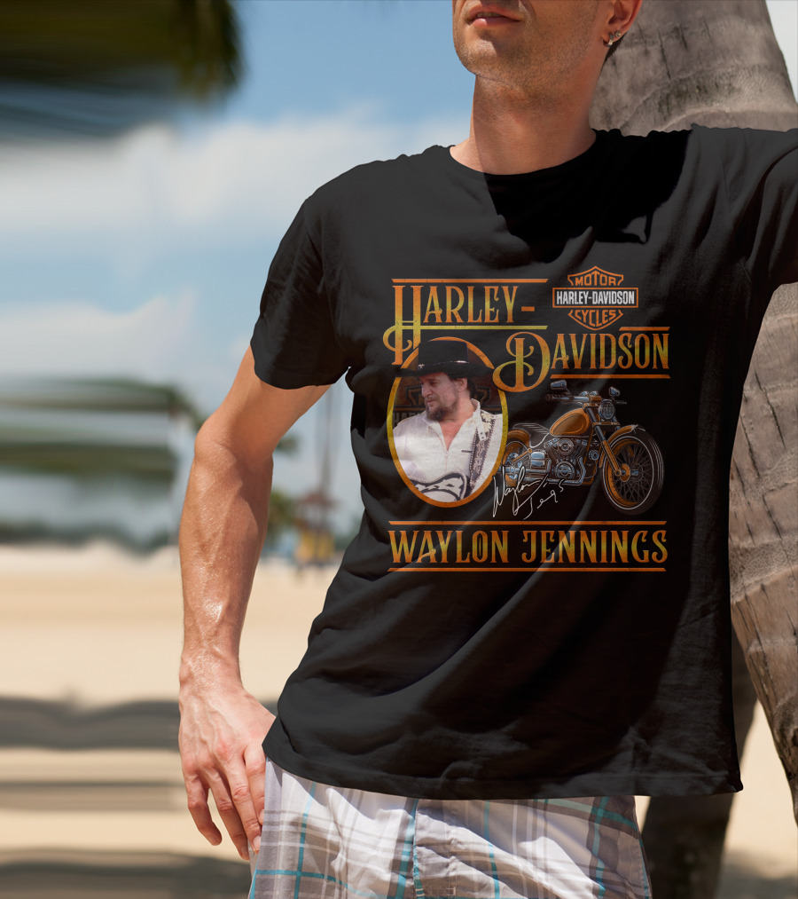 Waylon Jennings Harley Davidson Motor Cycles T-Shirt