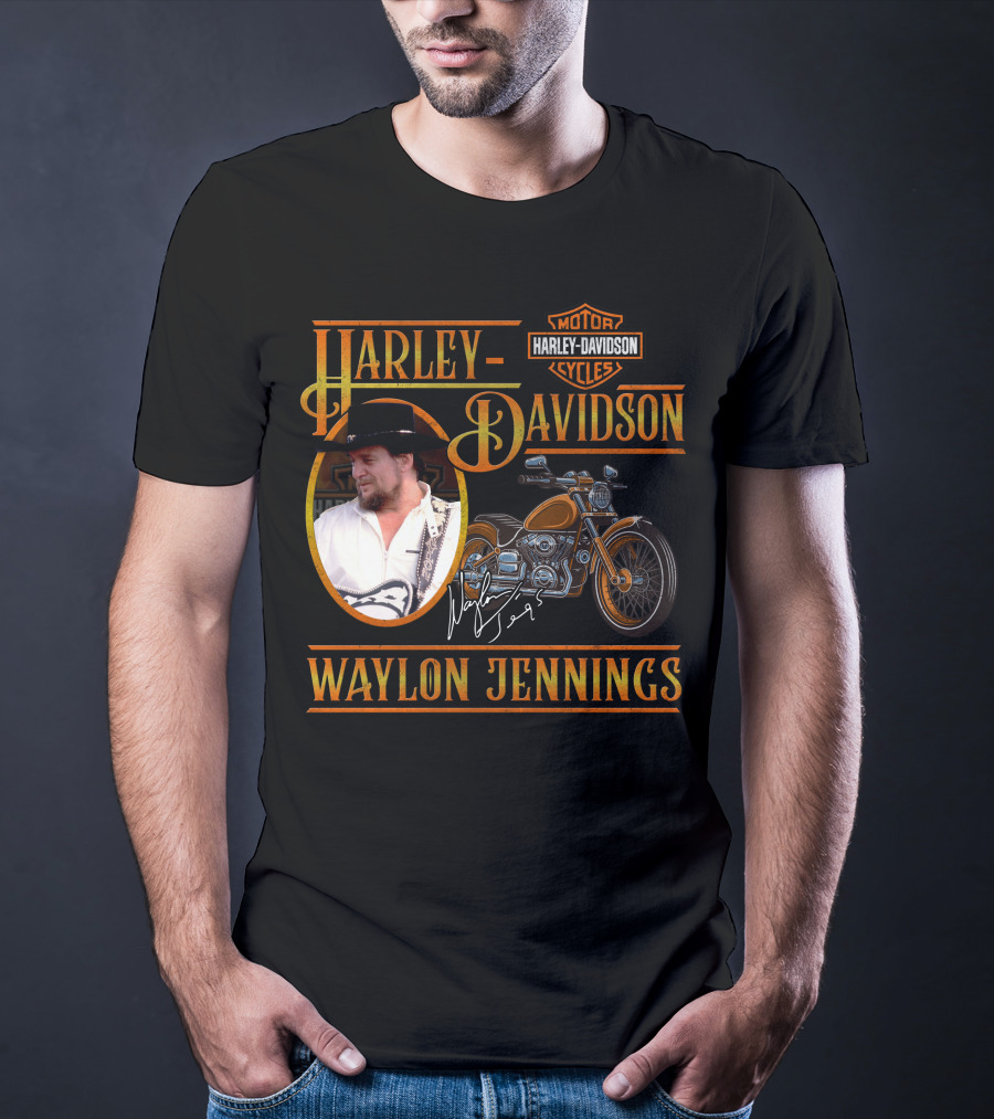 Waylon Jennings Harley Davidson Motor Cycles T-Shirt