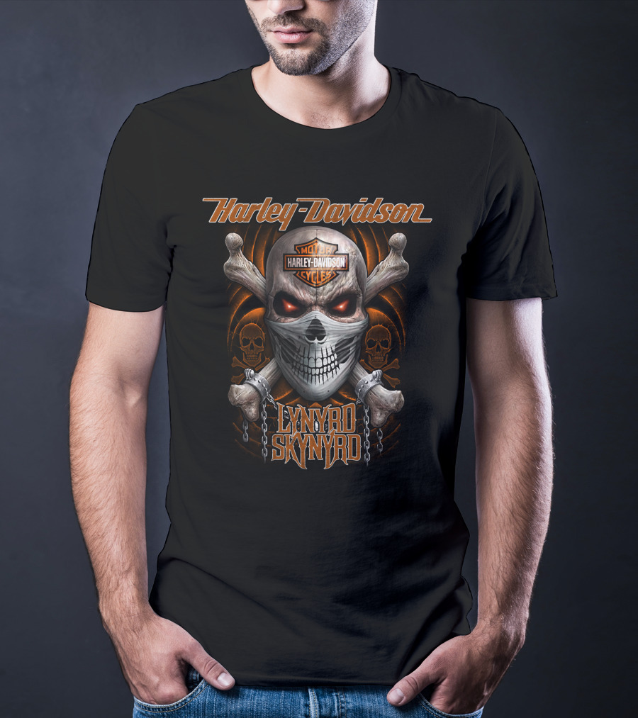 Harley Davidson Motor Cycles Lynyrd Skynyrd Skull T-Shirt