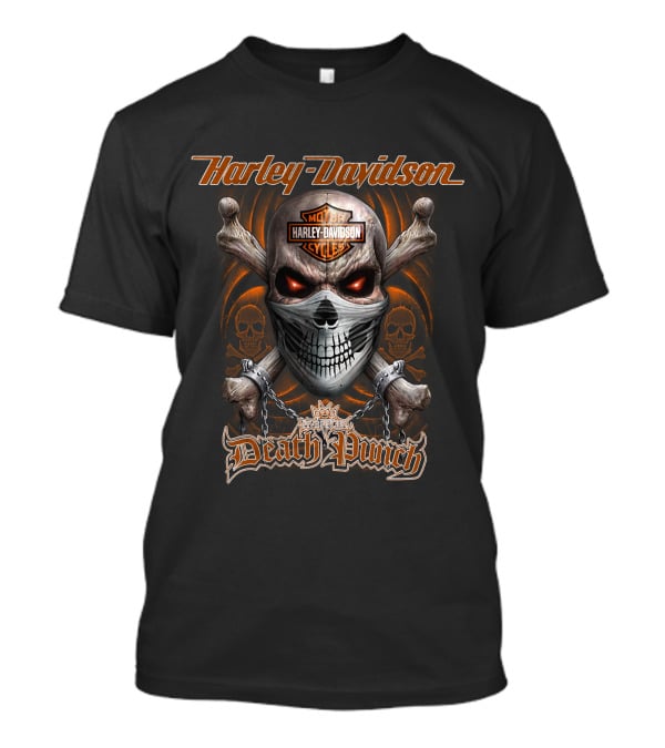 Harley Davidson Five Finger Death Punch Skull With Motor Cycles T-Shirt