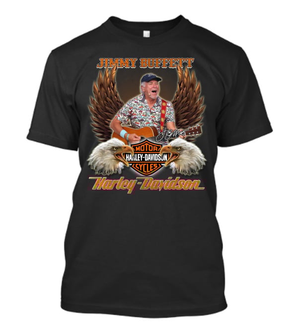 Jimmy Buffett Harley Davidson Motorcycles Signature Bald Eagles T-Shirt
