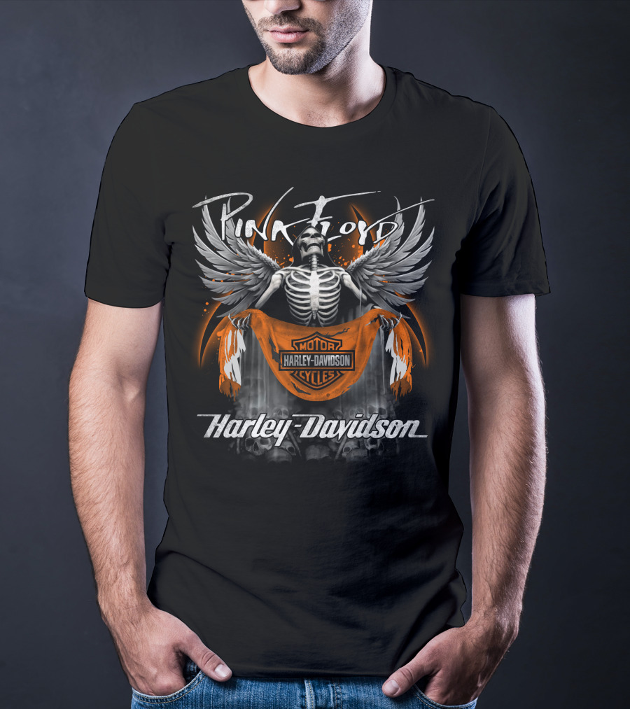 Pink Floyd Harley Davidson Motorcycles Winged Skeleton T-Shirt
