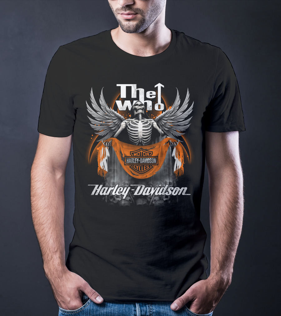 The Who Harley Davidson Motorcycles Wings Skeleton Banner T-Shirt
