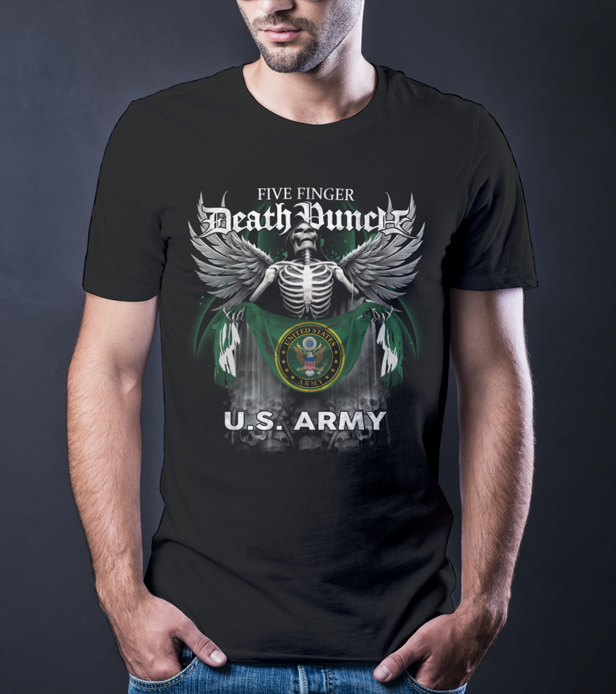 Five Finger Death Punch United States Army U.S. Army Skeleton And Wings Seal T-Shirt