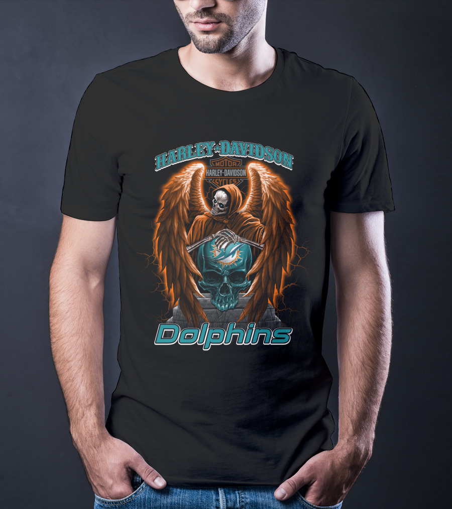 Harley Davidson Motor Styles Dolphins Miami Nfl T-Shirt