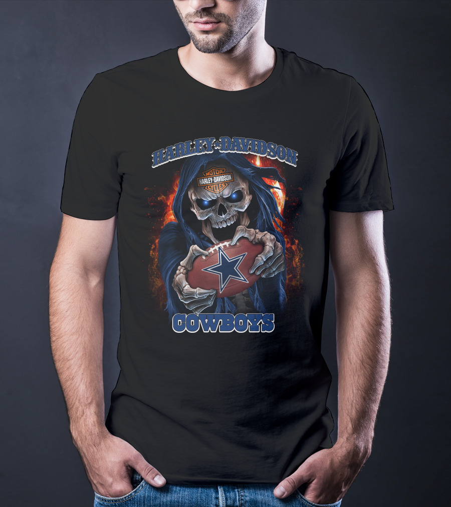 Harley Davidson Motor Cycles Cowboys Skull T-Shirt