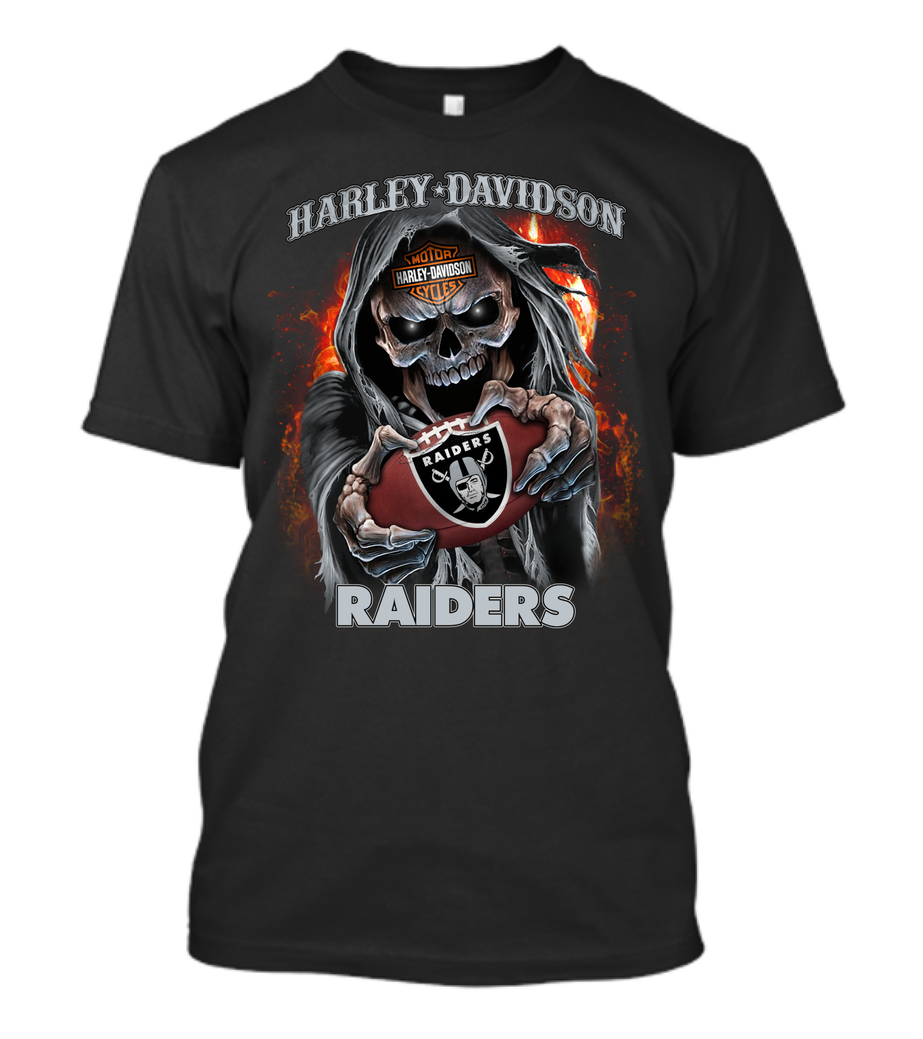 Harley Davidson Skull Holding Raiders Football Las Vegas Raiders T-Shirt