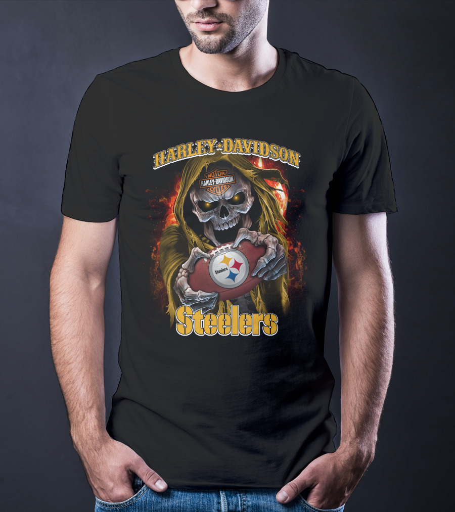 Harley Davidson Skull Steelers T-Shirt